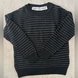 Nour Hammour black sweater with silver crystals